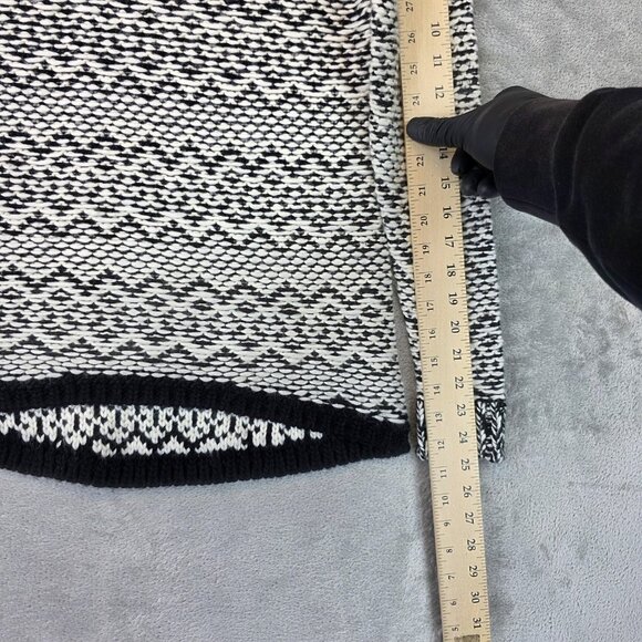 Ann Taylor Sweater Womens XS Black White Wool Blend Crewneck Hi Low Pattern Knit - Picture 5 of 11